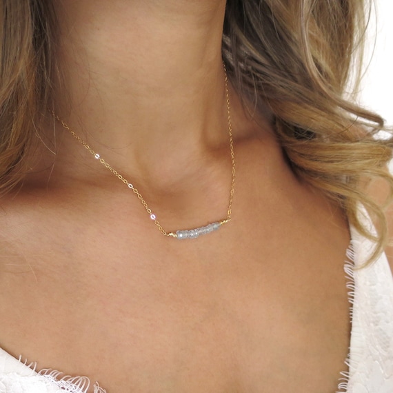 Aquamarine Bar Necklace