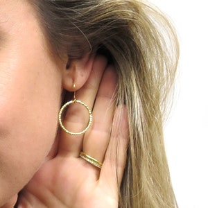 Hammered Gold Dangle Earrings, Gold Hoop Earrings,Hammered Earrings, Everyday Gold Earrings, Simple Gold Earrings, Dainty Earrings