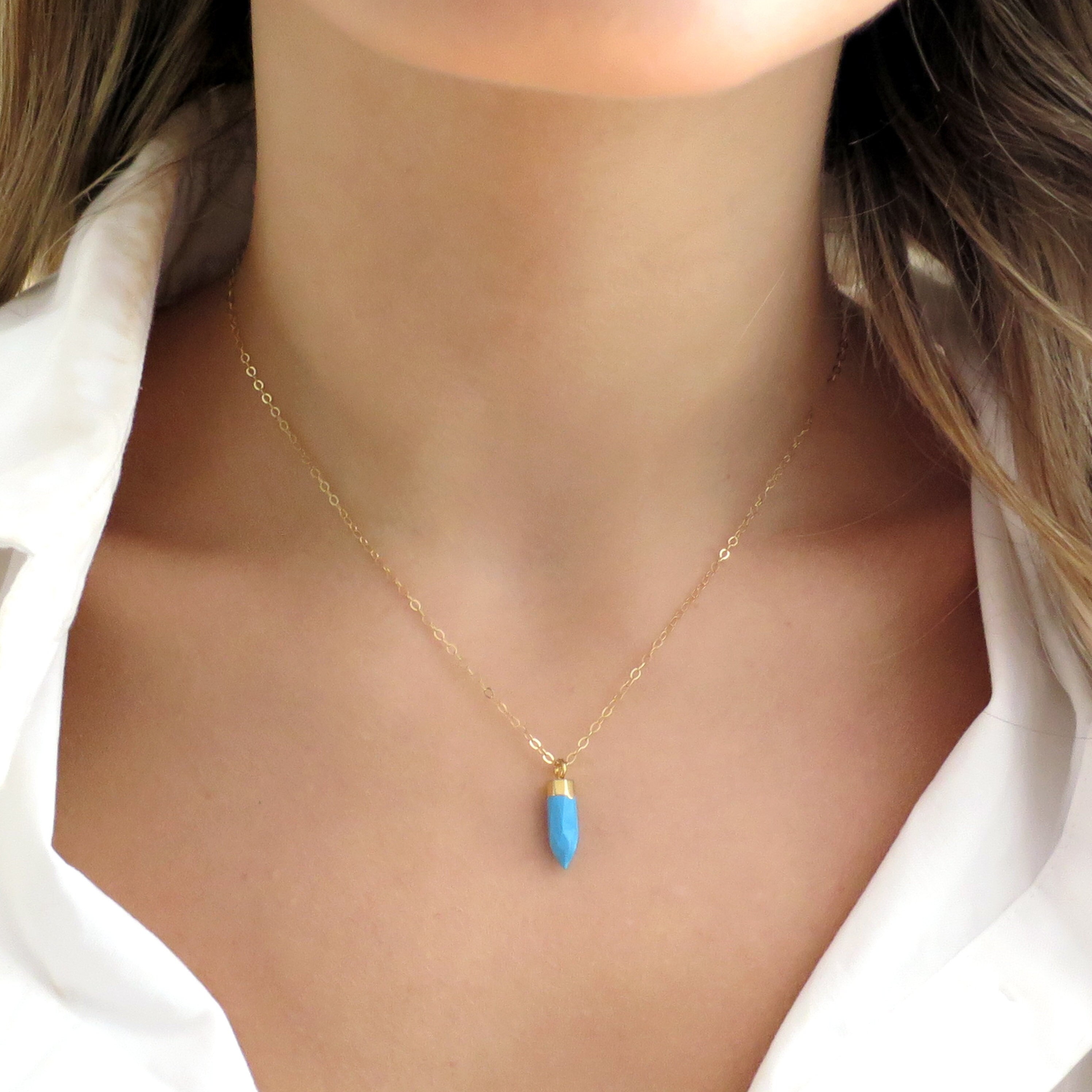 Buy Small Turquoise Necklace Dainty Turquoise Pendant Tiny