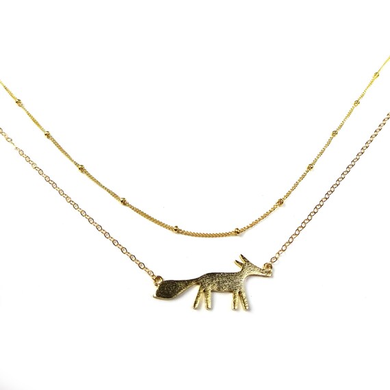 Gold Fox Necklace Fox Jewelry Fox Gift Small Fox Pendant Gold
