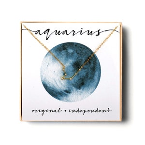 Gold Aquarius Constellation Necklace Gold, Aquarius Necklace, Aquarius Gift, Aquarius Zodiac Constellation Gold, Aquarius Jewelry