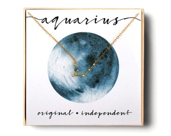 Gold Aquarius Constellation Necklace Gold, Aquarius Necklace, Aquarius Gift, Aquarius Zodiac Constellation Gold, Aquarius Jewelry