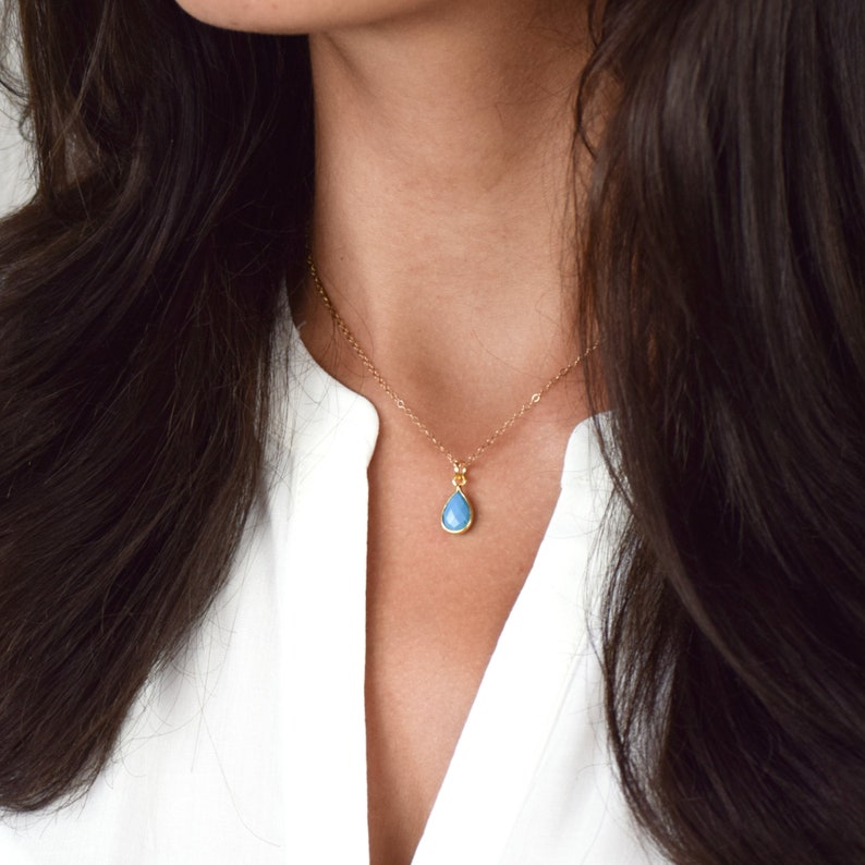 Dainty Turquoise Teardrop Necklace Gold Framed Turquoise Turquoise Jewelry Gold Simple Turquoise Pendant Dainty Gold Turquoise Necklace