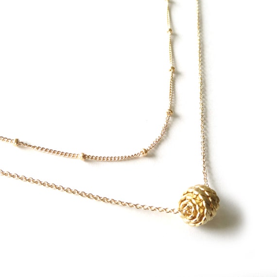 Gold Nautical Ball Layer Necklace