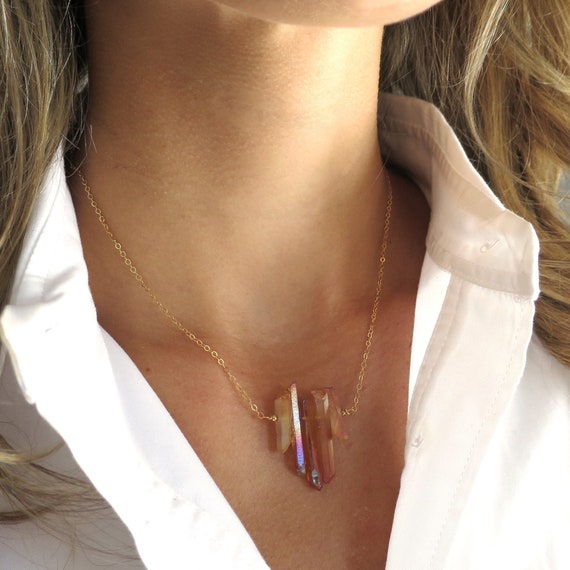 Raw Quartz Crystal Necklace