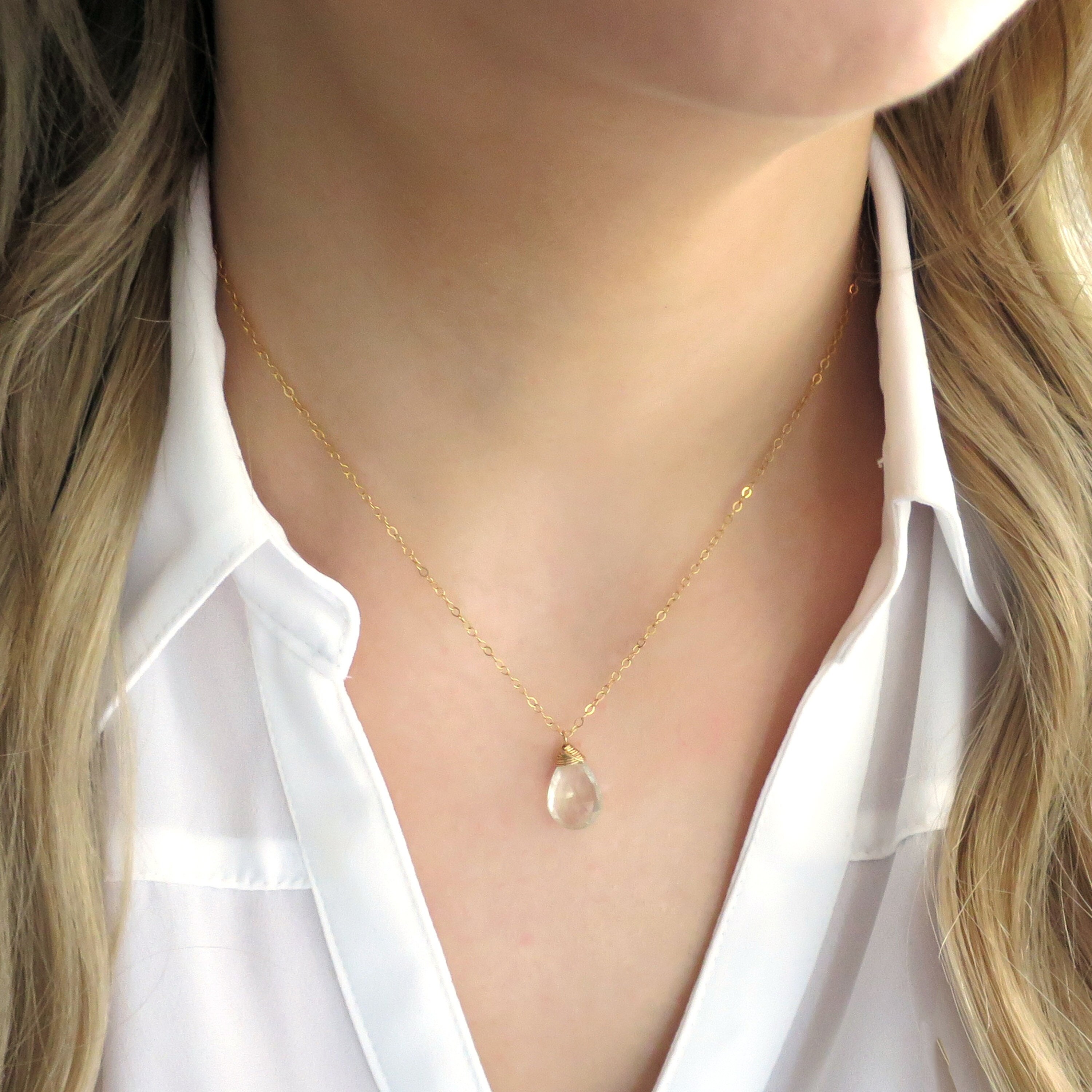 Dainty Green Amethyst Necklace Green 