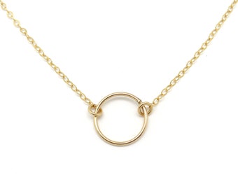 Gold Open Circle Necklace, Gold Circle Necklace, Dainty Gold Necklace, 14k Gold Filled Necklace, Gold Chain, Minimal Necklace, Simple Gold