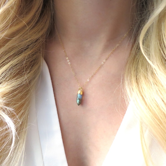 Tiny Labradorite Point Neckalce
