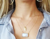 Moonstone Necklace, Gold Arrowhead Necklace, Boho Layered Necklace, Moonstone Jewelry, Boho Jewelry, Gold layer Necklace, arrowhead jewelry