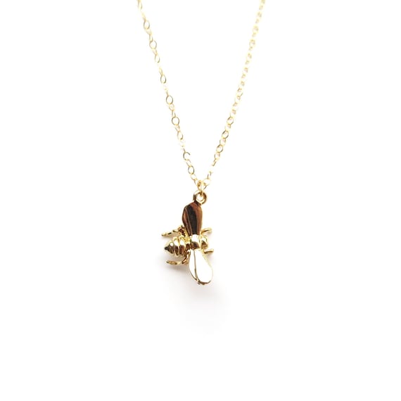 Tiny Gold Bee Charm Necklace