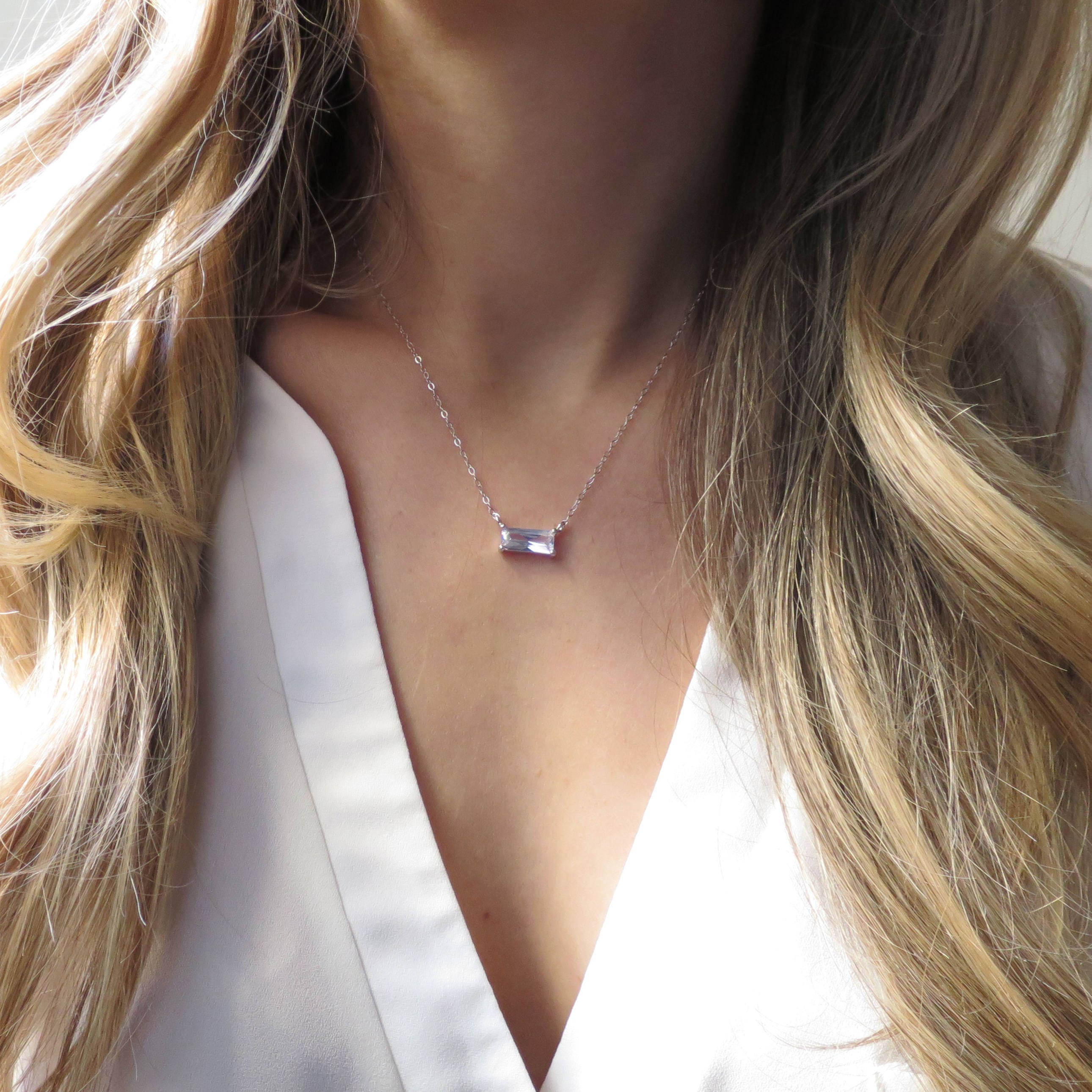 Simple silver diamond necklace Clearance