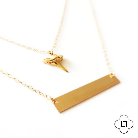 Gold Nautical Shark Tooth Layer Necklace