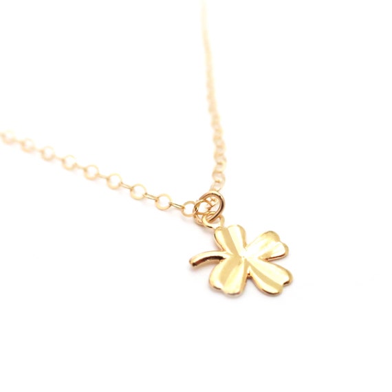 Tiny Four Leaf Clover Charm Necklace