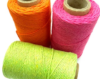 Bright coloured cotton bakers twine, Pink bakers twine, Orange bakers twine, Green bakers twine, 5m bakers twine, 10m bakers twine