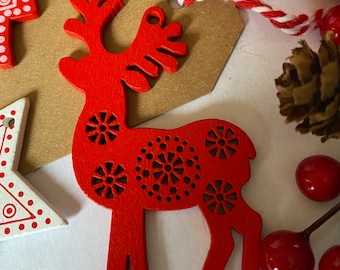 Wooden stag decoration, wooden tree decoration, Traditional tree decoration, Wooden decoration, Christmas reindeer decoration