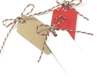 White Christmas Tags with twine, Festive tags and string, Festive gift wrap, Gift wrap supplies, Christmas tags