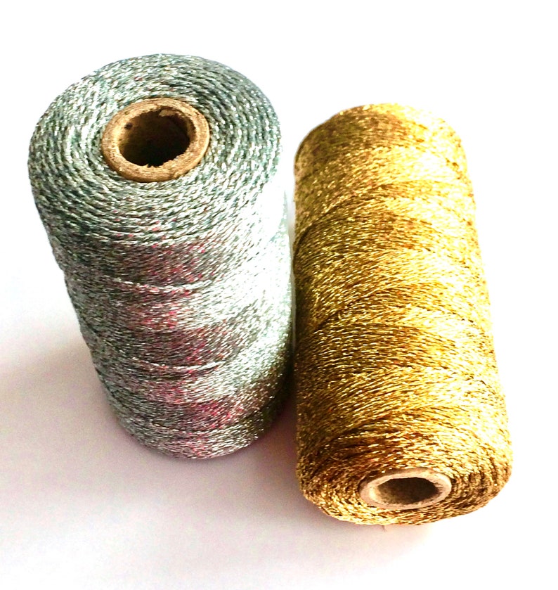 Silver Bakers Twine, Gold Metallic Bakers Twine, Metallic string, Christmas twine, Sparkly gold twine, metallic twine image 1