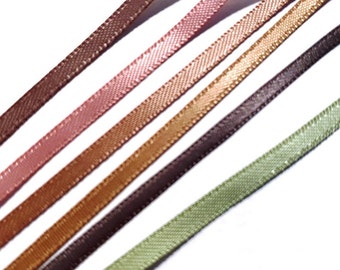 Sage green ribbon, dusky pink ribbon, rose gold ribbon, 3mm satin ribbon, Ribbon for wedding favours, Narrow ribbon, 3 Metres ribbon