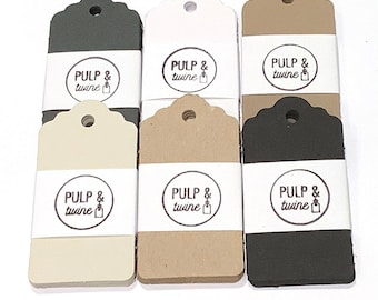 Black, Grey and Neutral favour tags, blank tags, Black tags, White tags, Grey tags, Brown tags, 100% recycled card, Blank luggage tags