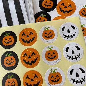 Halloween Stickers: Trick or Treat Party Labels (12 stickers per sheet)