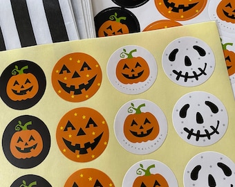 Halloween Stickers, Trick or Treat stickers, Halloween Treat Bags, 3cm wide, Sold in sheets of 12 stickers, Trick or Treat Bags