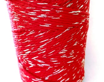 Red and Silver 'Sparkle' Baker's Twine | Available in 5m, 10m and 20m lengths | Festive Gift Wrap - UK Based