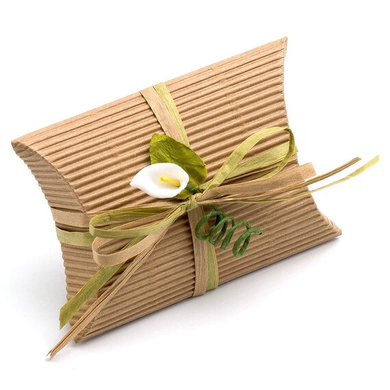 10 Small Kraft Brown Corrugated Pillow Boxes Wedding Favour Etsy