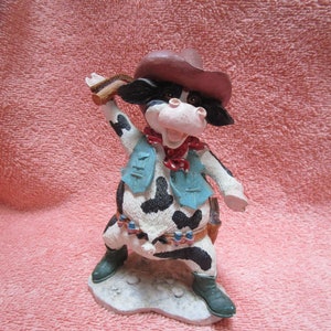 Russ Berrie Home on the Range Cow Figurine with Lasso