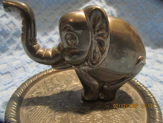 Vintage EP Zinc Alloy Silver Elephant Ring Holder, - image 7