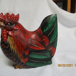 Handpainted rooster from Indonesia.