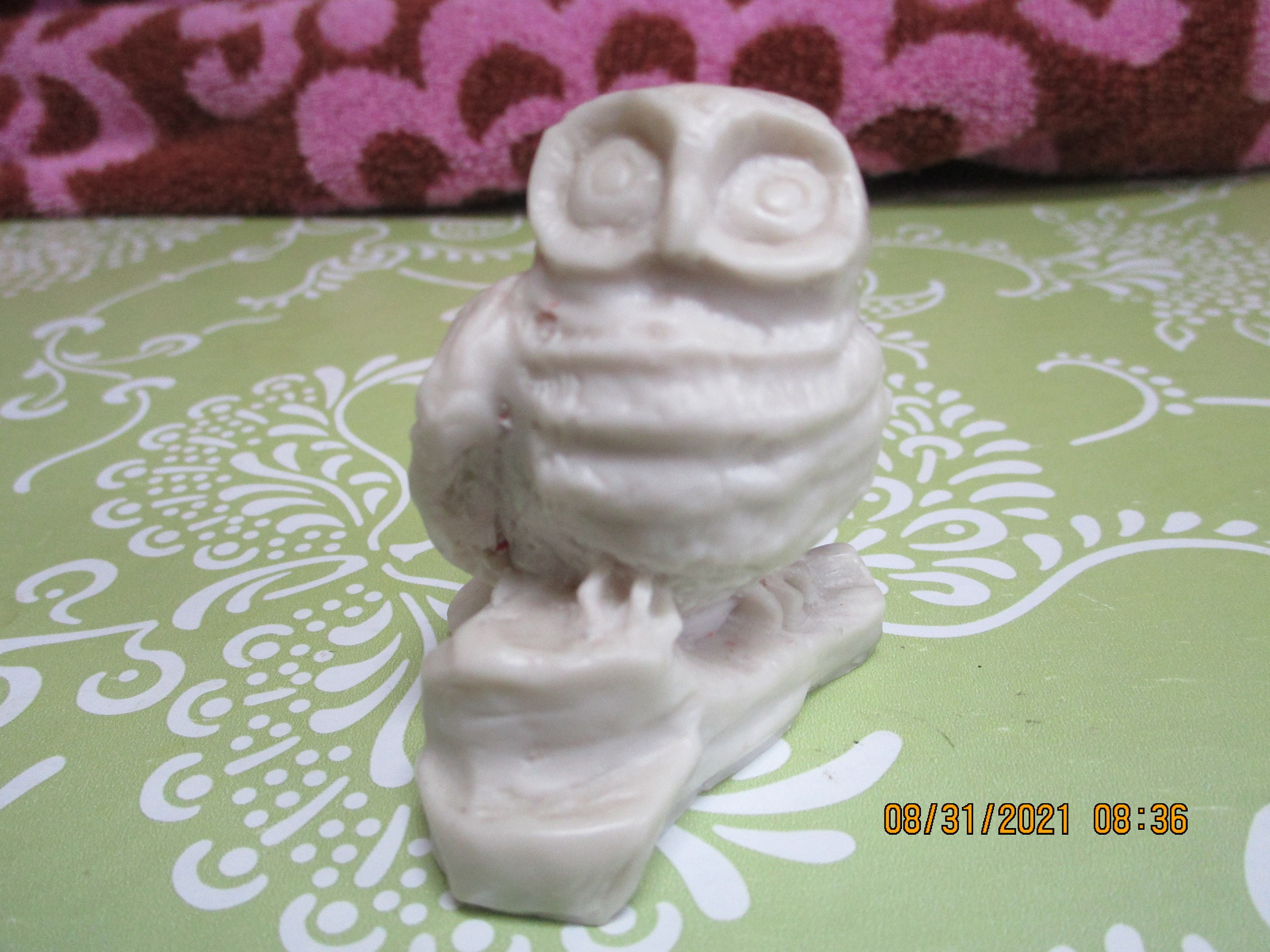 SNOWY OWL Figurine | Hand Carved Pearlite | Marblecraft Canada | Vintage 1970s