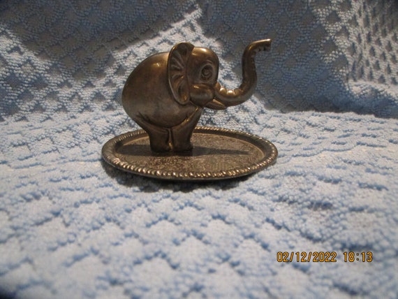Vintage EP Zinc Alloy Silver Elephant Ring Holder, - image 5