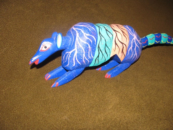 Oaxacan Wood Carving Armadillo by Miguel Ortega Cruz Oaxaca