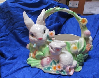 Stunning rabbit bunny easter basket for table decor