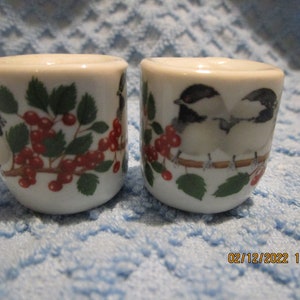 Two beautiful bird and flower candle holders