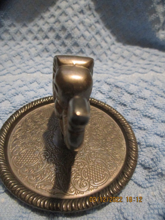Vintage EP Zinc Alloy Silver Elephant Ring Holder, - image 3