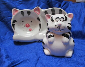 Awesome cat dish and matching treats jar