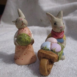 Miniature Garden Bunny Couple