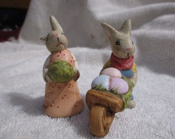 Miniature Garden Bunny Couple
