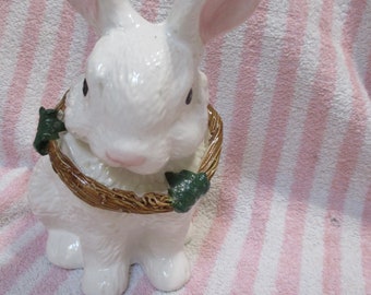Sweet bunny figurine planter ceramic Made in Phillipines