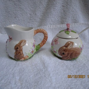 Rare Bunny sugar bowl and creamer
