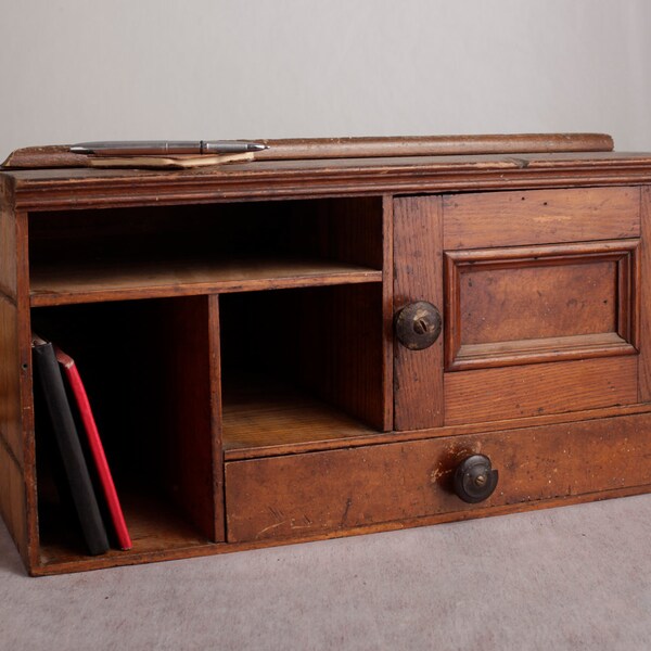 Slanted Wood Cabinet with drawers and niches