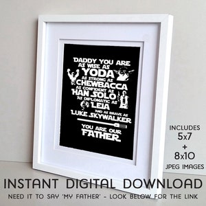 Star Wars Día del Padre (2+ niños) DIY signo imprimible DIGITAL DESCARGAR 8x10 / 5x7