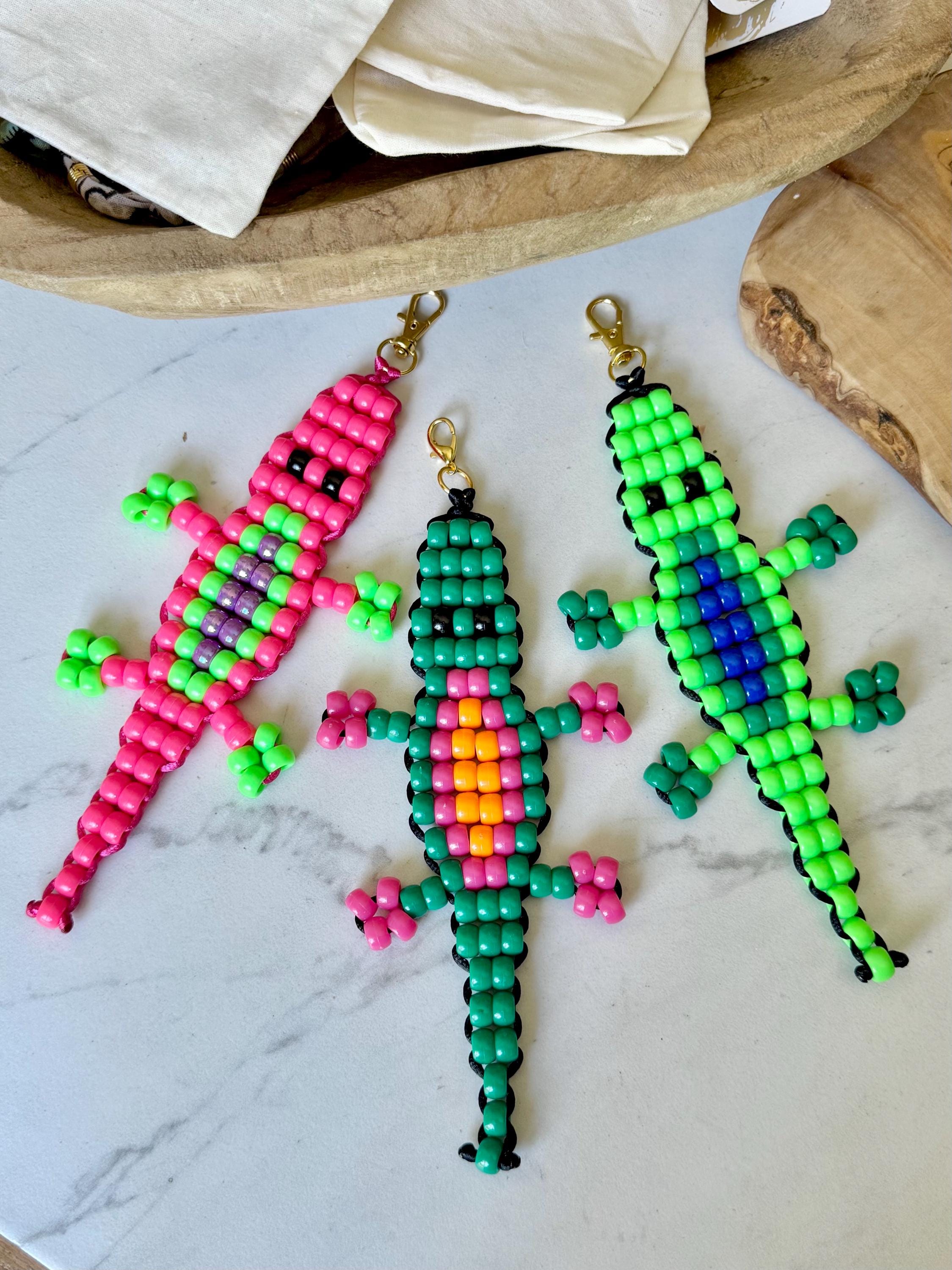 Beaded CROC Bag Charms | Crocodile/ Alligator Bag Charms | Pony Beads | Bag Accessories | Animal Charms