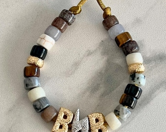 NEUTRAL VIBES GEMSTONE Bracelet | Personalized Bracelets | Handmade Jewelry | Pony Style Beads | Hostess & Bridal Gift