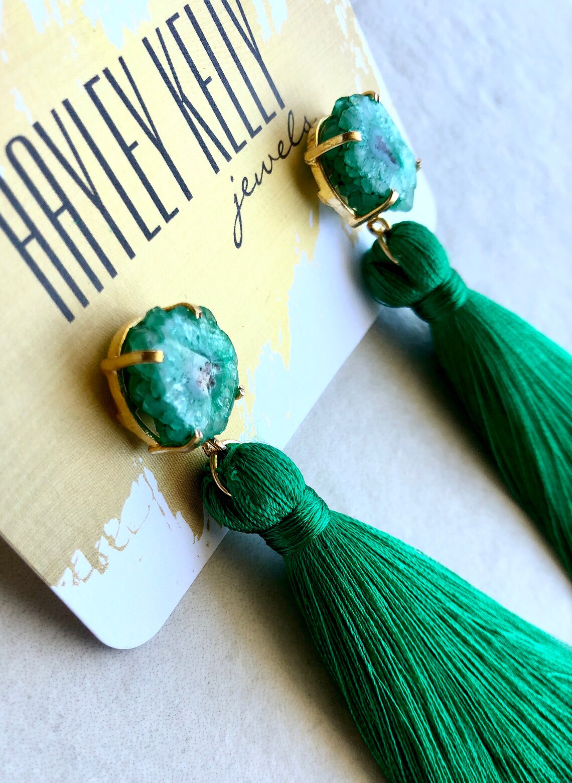 Womens Statement Earrings / Tassel Earrings / Emerald Green Etsy