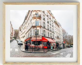 Paris Street Cafe Montmartre Photo Instant Digital Download Interior Design Print