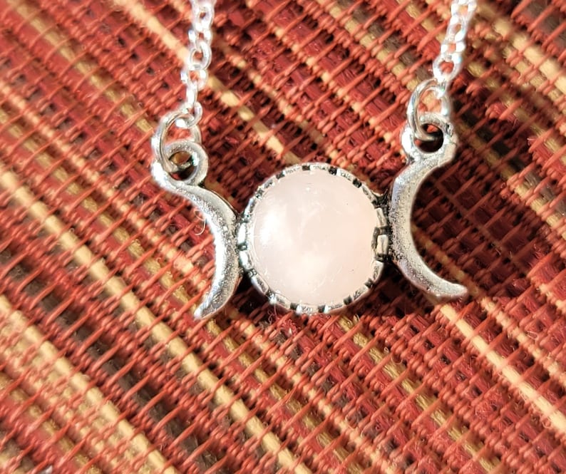 Triple Moon Pendant Rose Quartz Witch Pendant