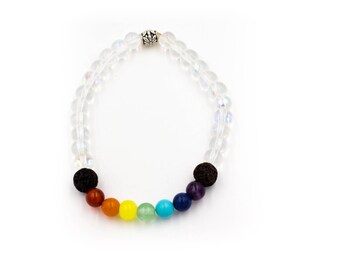 Aromatherapy Bracelet Chakra Balancing Rainbow beads Stretch bracelet