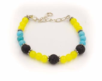 Aromatherapy Bracelet Turquoise Howlite with lava stones Clasp Bracelet